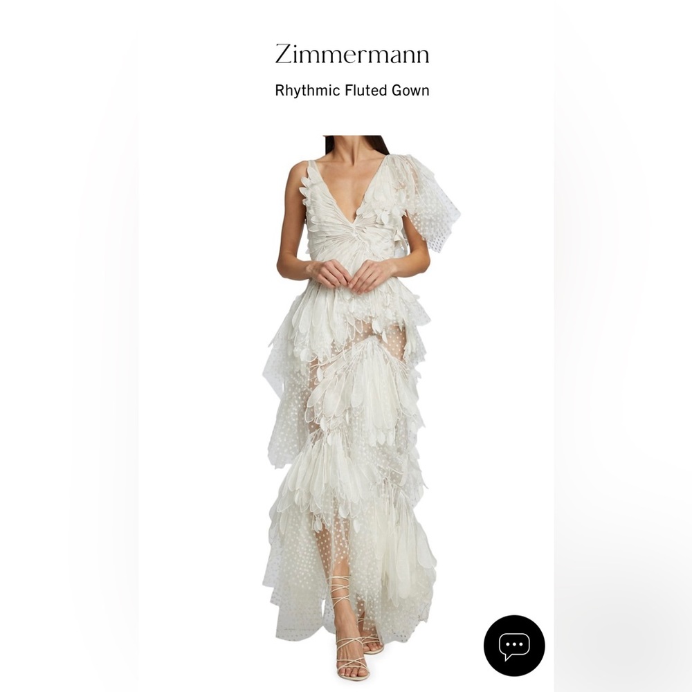 Zimmerman White Rhythmic Fluted Gown - Picture 4 of 9